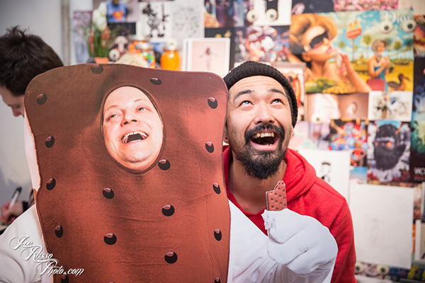 Artist Haroshi with Jonathan LeVine cutout
(Credit: Joe Russo) Artist Haroshi with Jonathan LeVine cutout
(Credit: Joe Russo)