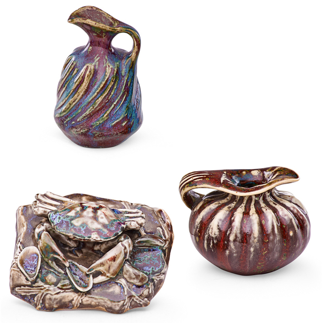 Pierre Adrien Dalpayrat, ‘Crab Paperweight And Two Small Organic Pitchers, France’, ca. 1900, Rago/Wright