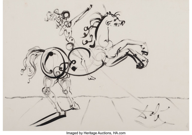 Salvador Dalí, ‘Cavalier, connu aussi comme Trajan’, circa 1967, Other, Felt pen and ink on cardboard, Heritage Auctions