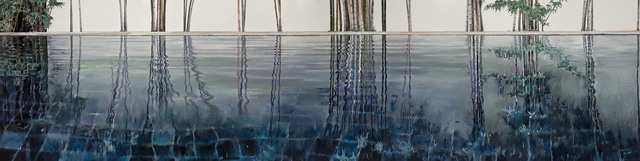 Cressida Campbell, ‘The Pool’, 2018, Painting, Watercolour on incised plywood, Sophie Gannon Gallery
