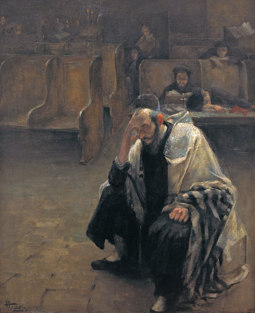 Alfred Wolmark, ‘In the Synagogue’, 1906, Painting, Oil on canvas, Ben Uri Gallery and Museum