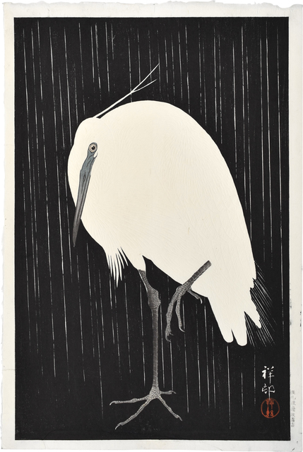 Ohara Koson, ‘Egret in Rain’, 1928, Print, Woodblock print, Scholten Japanese Art