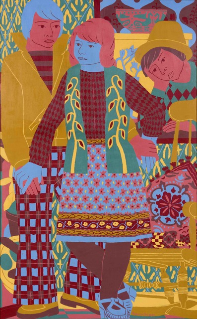 Norman Gilbert, ‘Pat, Daniel and Mark with Rocking Chair’, 1981, Painting, Oil on Canvas, Tatha Gallery