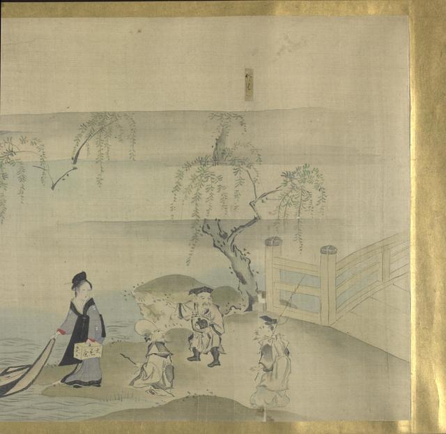 Hosoda Eishi, ‘Three Gods of Good fortune on A Pleasure Outing’, about 1800-1829, Painting, Ink and light colors on paper, Indianapolis Museum of Art at Newfields