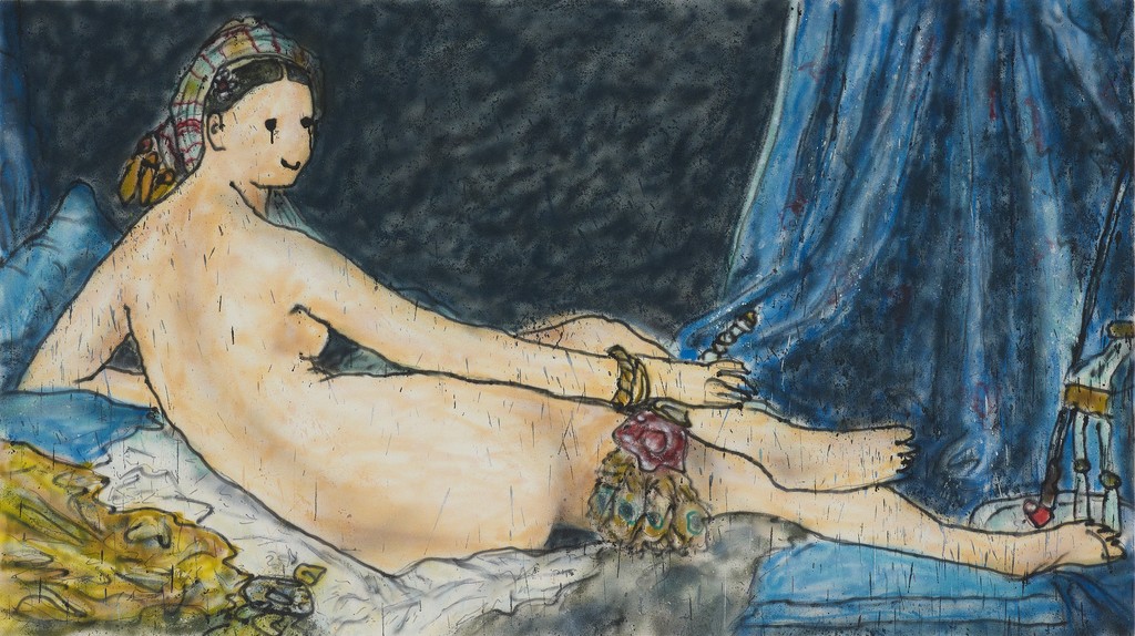 Une Odalisque II, 2018
Acrylic paint, aerosol on canvas 91 x 162 cm | 35 13/16 x 63 ! in Une Odalisque II, 2018
Acrylic paint, aerosol on canvas 91 x 162 cm | 35 13/16 x 63 ! in