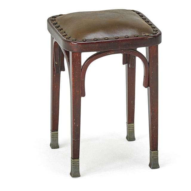 Adolf Loos, ‘Stool, Austria’, ca. 1900, Design/Decorative Art, Stained Beech, Leather, Nickeled Bras, Rago/Wright