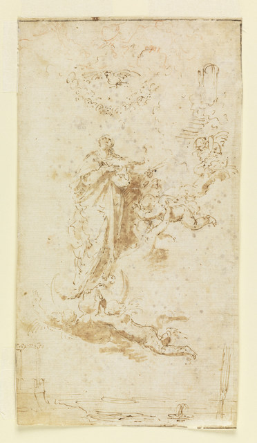 Jusepe de Ribera, ‘The Immaculate Conception’, ca. 1640, Drawing, Collage or other Work on Paper, Pen and brown ink, brush and brown wash, red chalk on paper, Cooper Hewitt, Smithsonian Design Museum