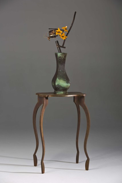 David Kimball Anderson, ‘Radio and Black-Eyed Susans’, 2016, Sculpture, Cast bronze, steel, copper, paint, Bellas Artes Gallery
