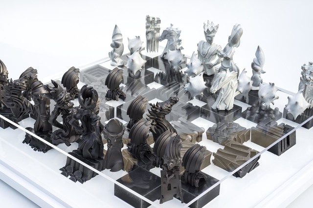 Gil Bruvel, ‘Checkmate’, Sculpture, Stainless steel and bronze; board is wood and resin, Octavia Art Gallery