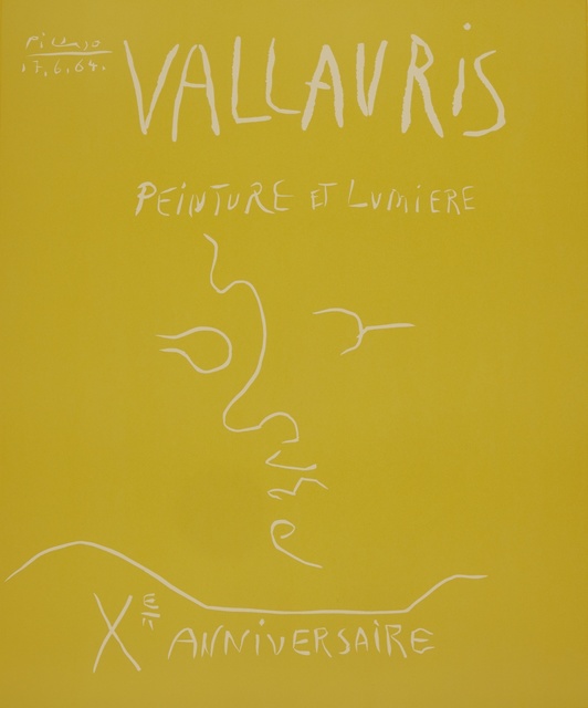 Pablo Picasso, ‘Vallauris. Peinture et Lumière. Xe Anniversaire (B. 1850; Ba. 1353)’, 1964, Print, Linoleum cut printed in yellow, Sotheby's