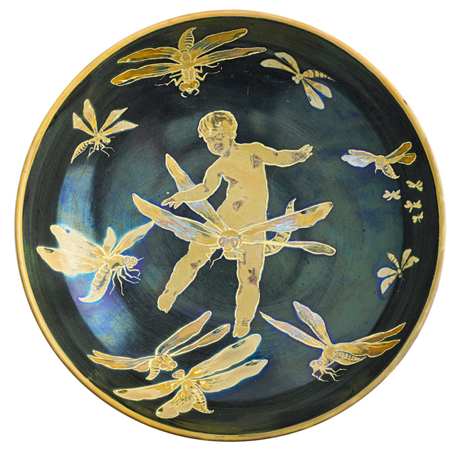 Zsolnay, Pècs Factory, ‘Bowl With Putto And Dragonflies, Pecs, Hungary’, ca. 1900, Rago/Wright