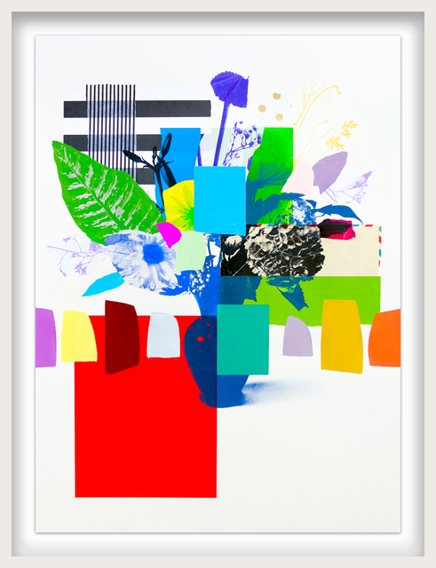 Emily Filler, ‘Paper Bouquet (green leaf + stripes)’, 2021, Drawing, Collage or other Work on Paper, Mixed Media on Paper, Newzones