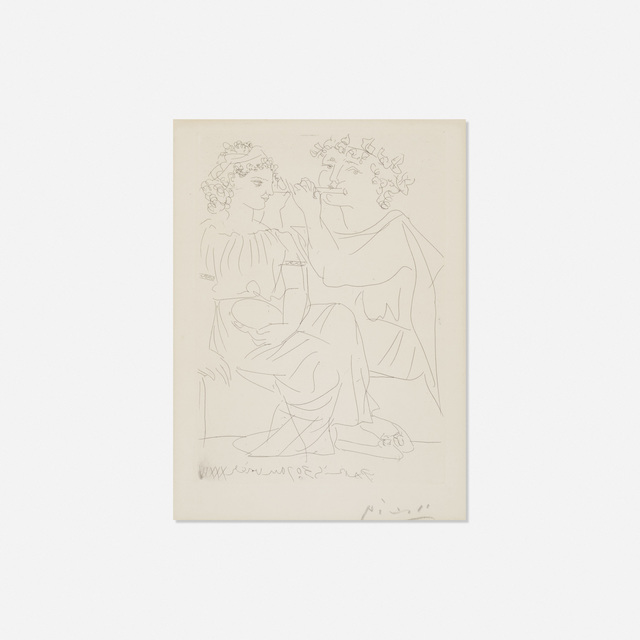 Pablo Picasso, ‘Flutiste et Jeune Fille au Tambourin from La Suite Vollard’, 1934, Rago/Wright