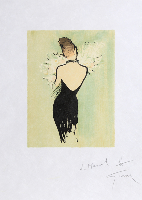 René Gruau, ‘Woman in Black Dress with Flowers’, ca. 1990, Print, Lithograph, RoGallery