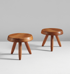 Pair of low tripod stools