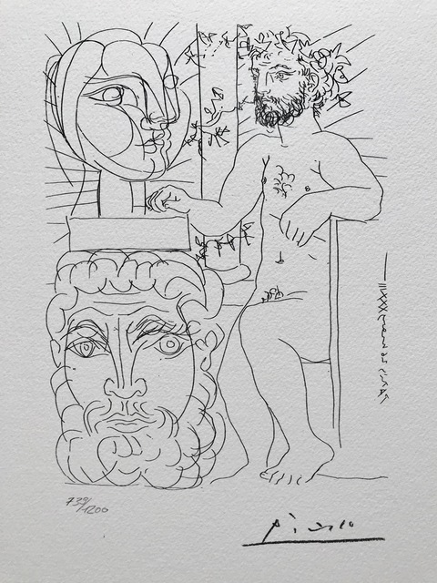 Pablo Picasso, ‘Sculpteur et son autoportrait sculpté servant de socle à une tête de Marie-Thérèse (Suite Vollard Planche XLVIII)’, 1973, ByNewArt