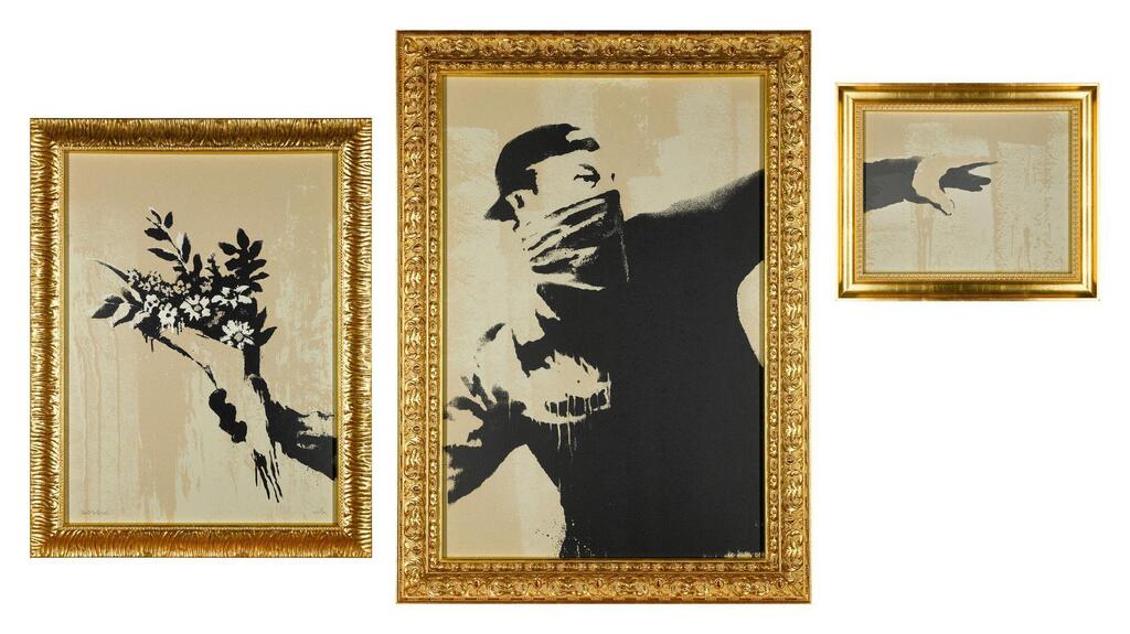 Banksy - Flower Thrower Triptych (Grey)