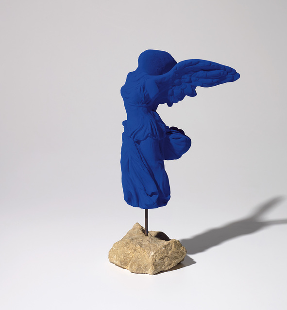 Yves Klein, ‘La Victoire de Samothrace’, Sculpture, Dry pigment and synthetic resin on plaster with metal rod on stone base, Phillips