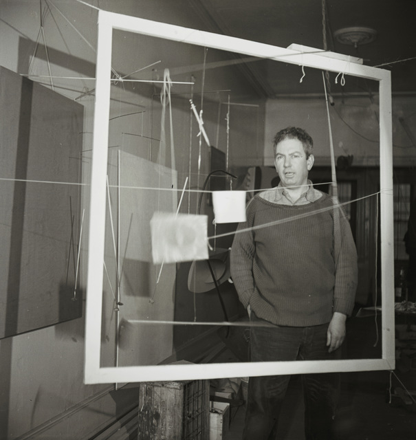Herbert Matter, ‘Calder with the frame for Snake and the Cross (1936) in his New York City storefront studio, winter 1936. ’, Winter 1936, Whitney Museum of American Art