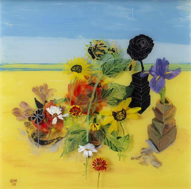 Gail Norfleet, ‘Impossible Landscape #2’, 2019, Painting, Acrylic, collage, and china marker on two Lucite panels, Valley House Gallery & Sculpture Garden