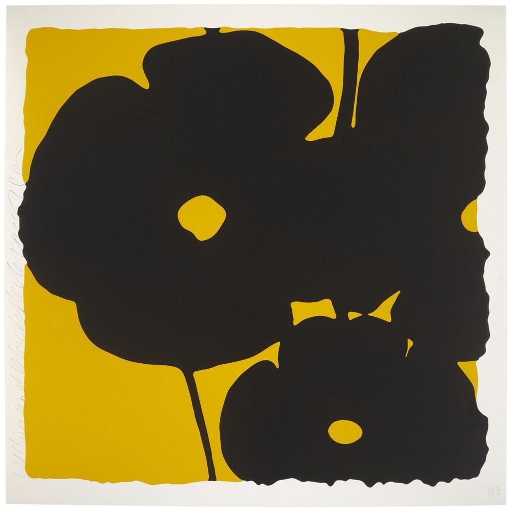 Donald Sultan - Yellow and Black, Nov 6, 2015, from Reversal Poppies