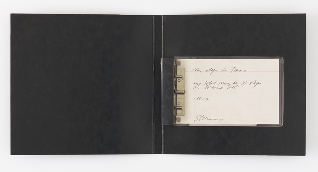 Stanley Brouwn, ‘My steps in Torino - my total number of steps in Torino: 16,827’, 1971, Drawing, Collage or other Work on Paper, Index card, ink, portfolio binder with metal hinges, and plastic sleeve, San Francisco Museum of Modern Art (SFMOMA)