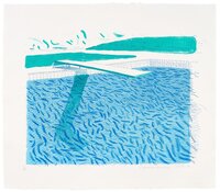 David Hockney - Lithographic Water Made of Lines, Crayon, and a Blue Wash