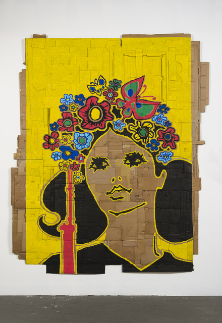 Andrea Bowers, ‘Intl. Women's Day (Illustration by Heriberto C. Echeverria Del Pozo, Cuban Communist Party Publishers, 1972)’, 2015, Mixed Media, Archival marker on found cardboard, Andrew Kreps