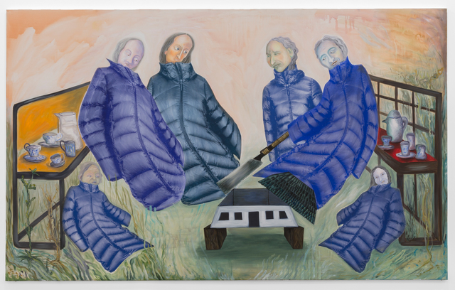 Anne Speier, ‘Schwestern Fleiß’, 2018, Painting, Oil, Acrylic and Screen Print on Canvas, Galerie Meyer Kainer
