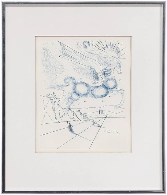 Salvador Dalí, ‘PEGASUS IN FLIGHT WITH ANGEL, Etching’, 20th Century, Lions Gallery