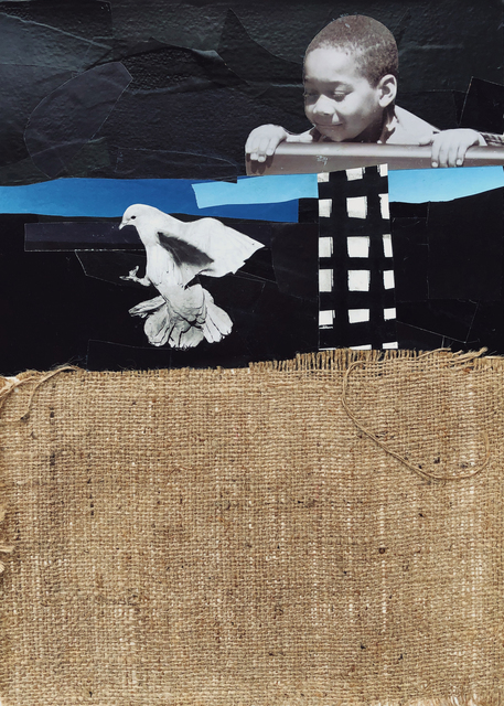 Christa David, ‘before things became hard for us’, 2018, Drawing, Collage or other Work on Paper, Collage and burlap on canvas, Dominique Gallery