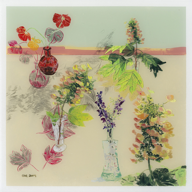 Gail Norfleet, ‘Hydrangea Landscape #1’, 2019, Painting, Acrylic, litho pencil, and china marker on Lucite, Valley House Gallery & Sculpture Garden