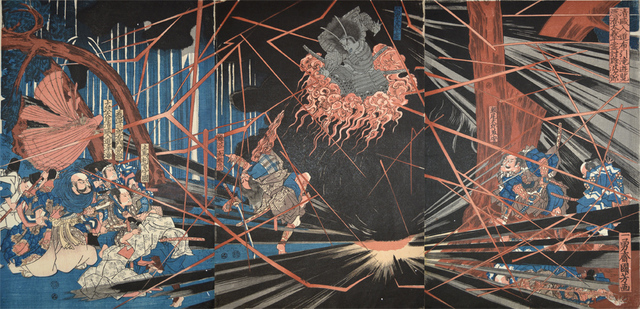 Utagawa Kuniyoshi, ‘The Ghost of Akugenta Yoshihira Revenge of Namba Jiro at Nunobiki Waterfall’, ca. 1825, Ronin Gallery