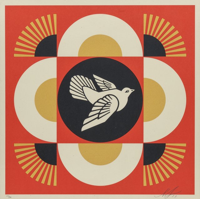Shepard Fairey, ‘Dove Geometric (Red, Gold, and Cream) (three works)’, 2017, Heritage Auctions