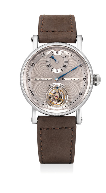 Chronoswiss, ‘A fine and attractive platinum régulateur wristwatch with tourbillon’, Circa 2006, Phillips
