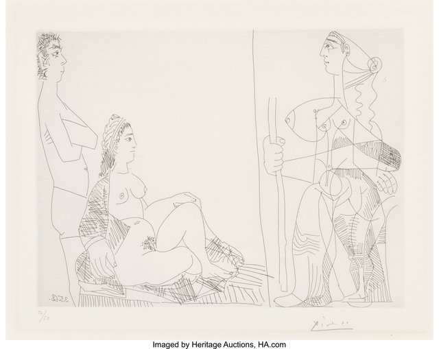 Pablo Picasso, ‘Couple et Voyageuse, from La Serie 347’, 1968, Heritage Auctions