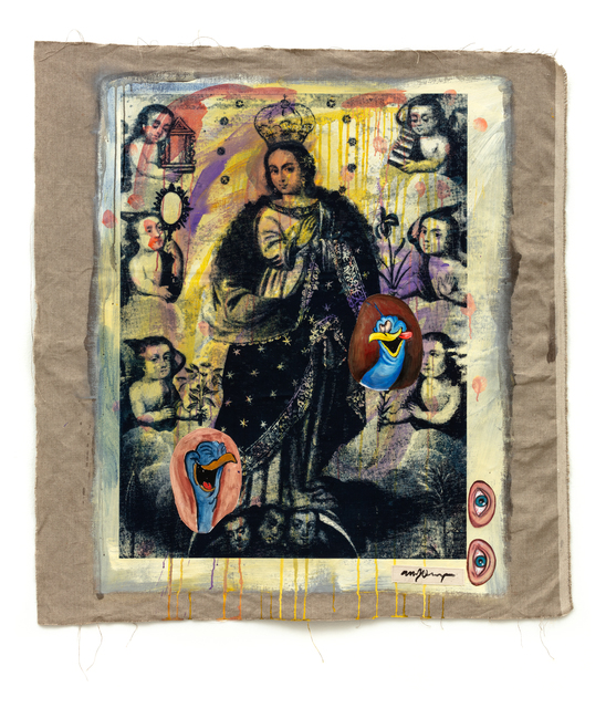 Manuel Ocampo, ‘Learning To Code pt. 6’, 2019, Print, Stitched-on handpainted collages, screenprint and acrylic on canvas, STPI