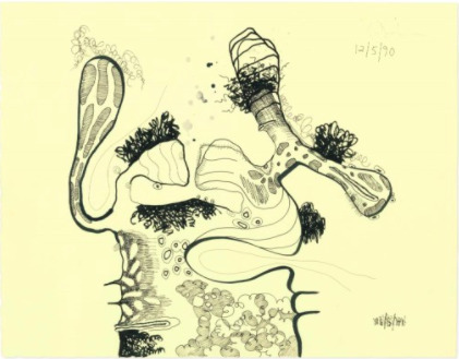 Carroll Dunham, ‘Untitled’, 1990, Drawing, Collage or other Work on Paper, Ink and graphite on paper, James Barron Art