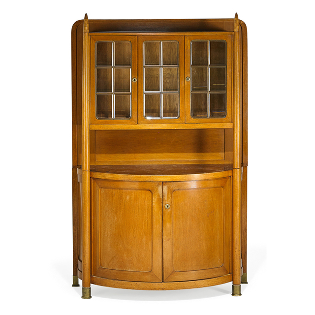 Attributed to Josef Hoffmann, ‘Vitrine, Austria’, ca. 1906, Design/Decorative Art, Beechwood, marble, brass, leaded glass, Rago/Wright
