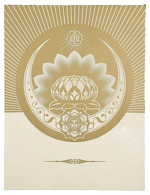 Shepard Fairey (OBEY), ‘Obey Lotus Crescent (White & Gold)’, 2013, Paul Stolper Gallery