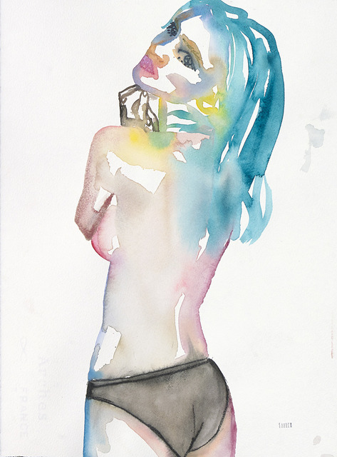 Fahren Feingold, ‘Slow Blues Uprising’, 2017, Painting, Watercolor on paper, The Untitled Space
