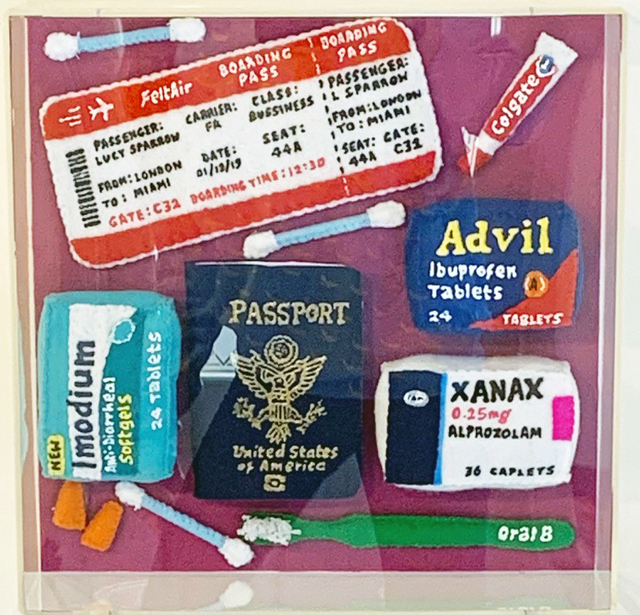 Lucy Sparrow, ‘Come Fly With Me’, 2019, Sculpture, Feutre, acrylique et fil Encadré de Perspex / Felt, Acrylic, and Thread Framed in Perspex, Galerie de Bellefeuille