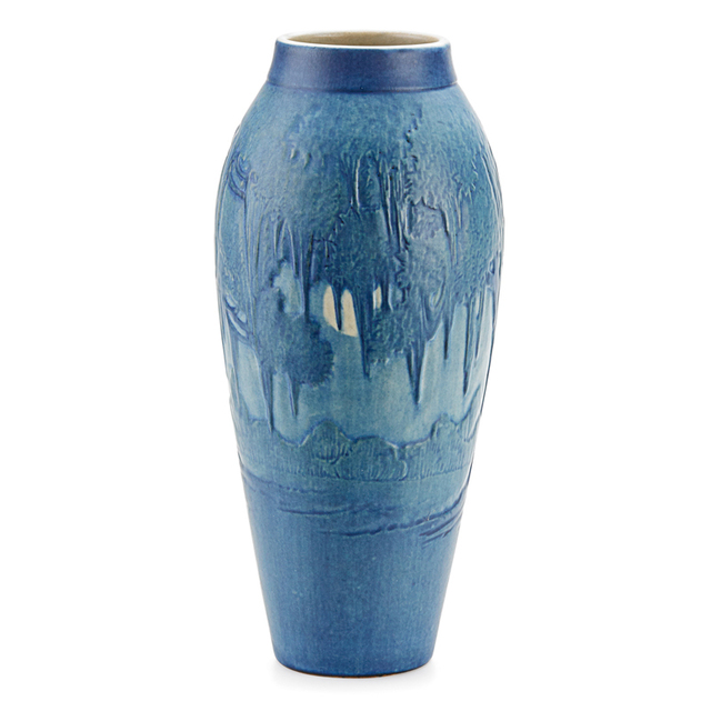 Anna Frances Simpson, ‘Newcomb College, Tall Scenic Vase With Live Oaks, Spanish Moss, And Full Moon, New Orleans, LA’, 1924, Design/Decorative Art, Rago/Wright