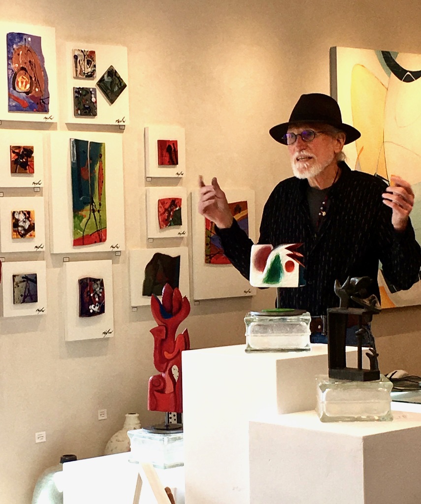 Artist Robert Bigelow giving a talk during the opening reception on September 22, 2018, about Creative Frequencies... "When employing automatism or intuition as the mechanism to create art we have to clear our head of all preconceived notions all together. We have to become a willing partner in this tacit agreement of non-interference as the image is extracted from the beyond. Artist Robert Bigelow giving a talk during the opening reception on September 22, 2018, about Creative Frequencies... "When employing automatism or intuition as the mechanism to create art we have to clear our head of all preconceived notions all together. We have to become a willing partner in this tacit agreement of non-interference as the image is extracted from the beyond.