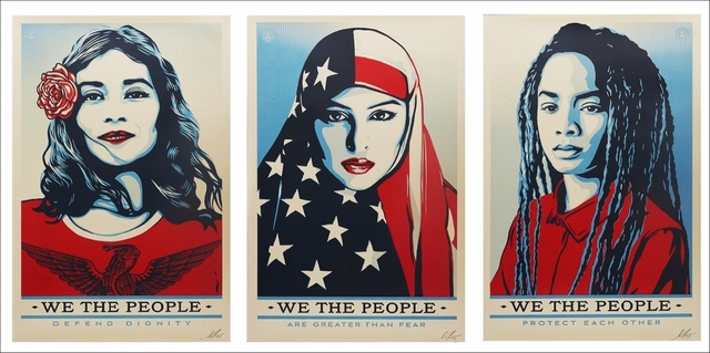 Shepard Fairey (OBEY), ‘We the People, Suite of Three (3) Separate Large Hand Signed Lithographs’, 2017, Alpha 137 Gallery Gallery Auction
