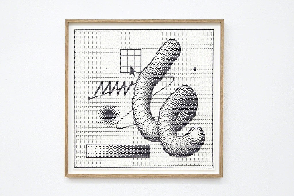 Arno Beck: O. T., handwritten typewriter drawing on Japan-paper, 45 x 45 cm, 2018 Arno Beck: O. T., handwritten typewriter drawing on Japan-paper, 45 x 45 cm, 2018