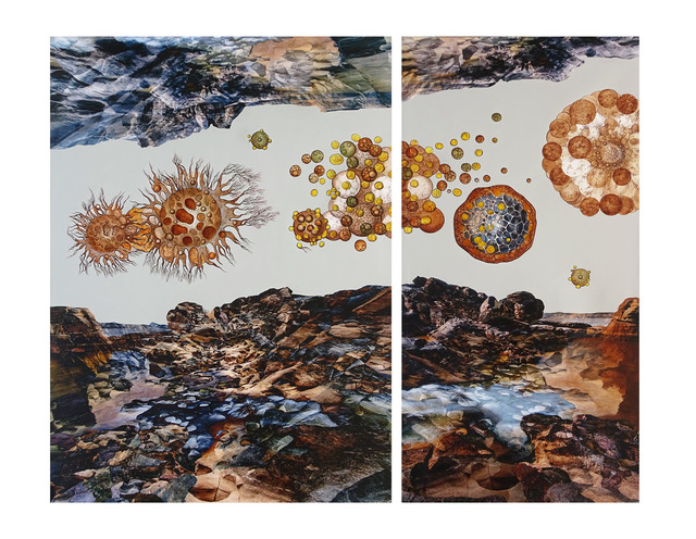 Sonia Mehra Chawla, ‘UNCHARTED TERRAINS’, 2015, Mixed Media, ACRYLIC, OIL, GLAZES AND ARCHIVAL PRINT ON CANVAS, Exhibit 320