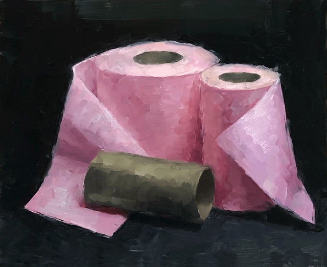 Tom Giesler, ‘Health Study 17: toiletpaper and roll’, 2020, Painting, Oil on panel, McVarish Gallery