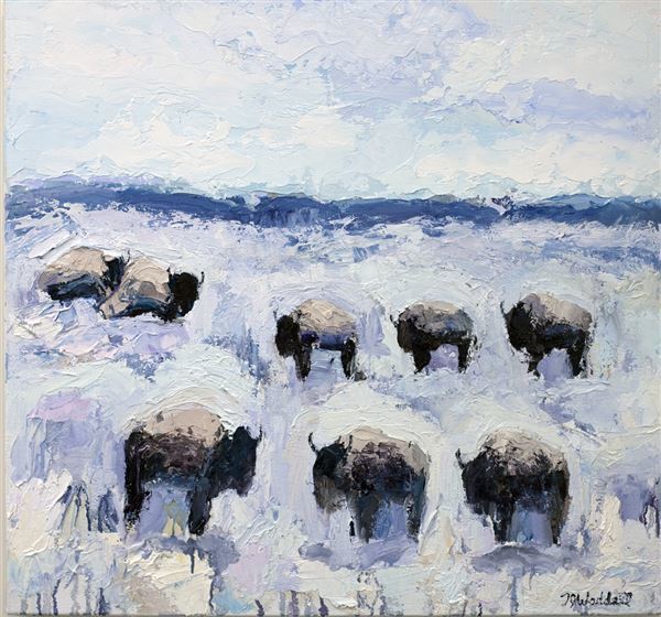 Theodore Waddell, ‘Winter Buffalo #2’, 2018, Painting, Oil and encaustic on canvas, Gerald Peters Gallery
