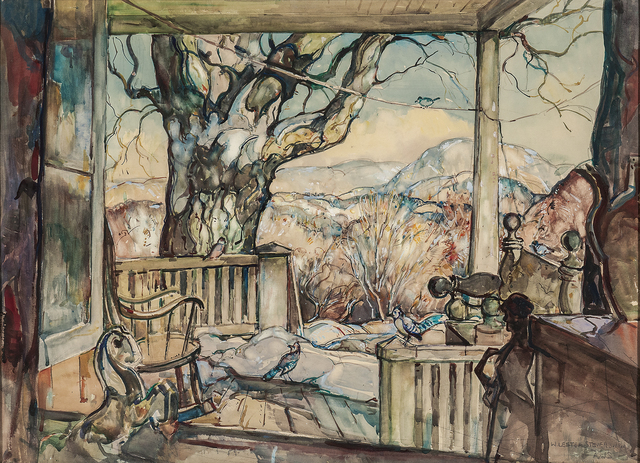 William Lester Stevens, ‘Waiting for Breakfast/The Boston Rocker’, Drawing, Collage or other Work on Paper, Watercolor, gouache, and pencil on paper, Skinner